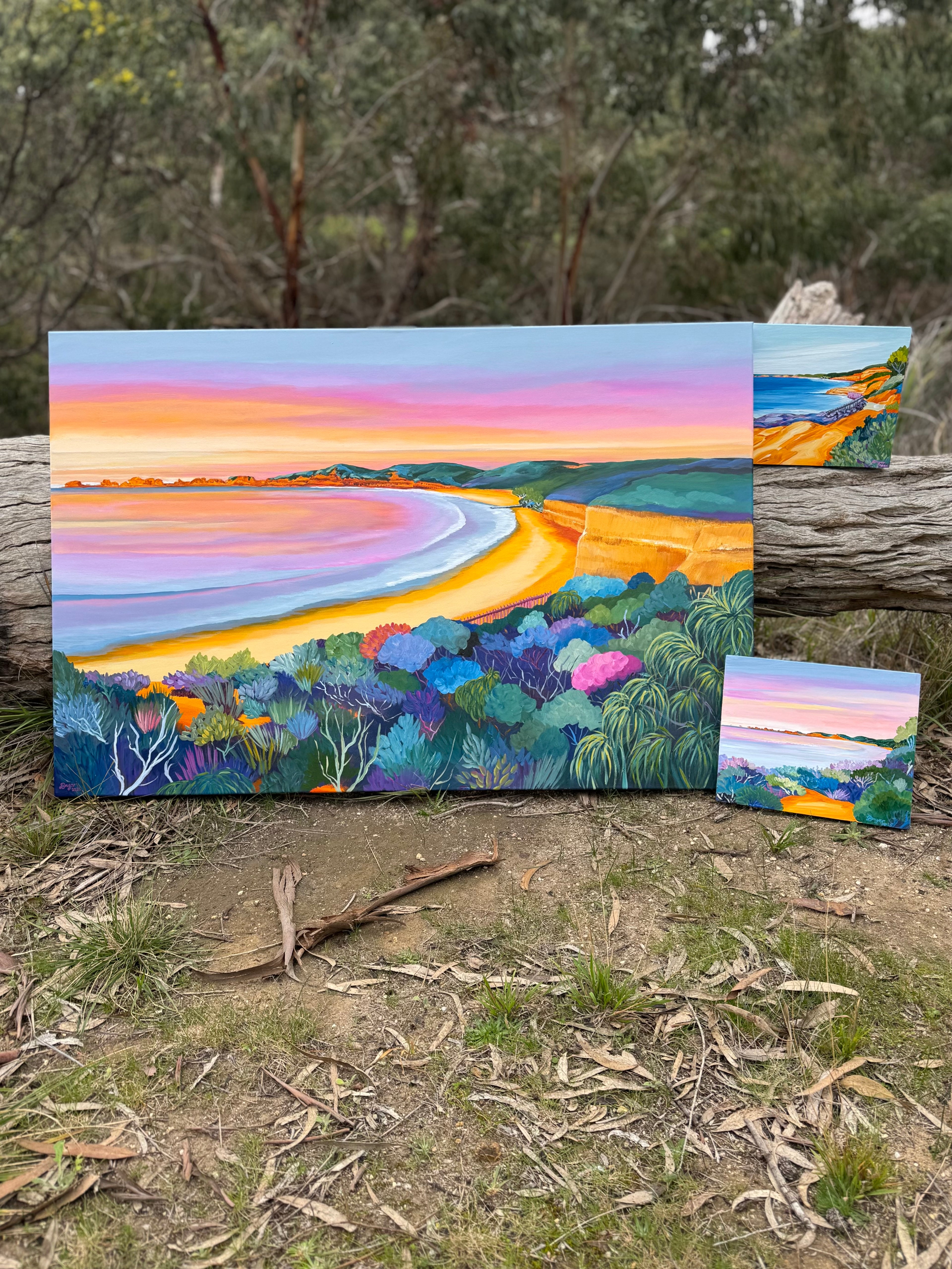 Anglesea collection, 3 orignal artoks inspired by Point Roadknight on the Great Ocean Road.